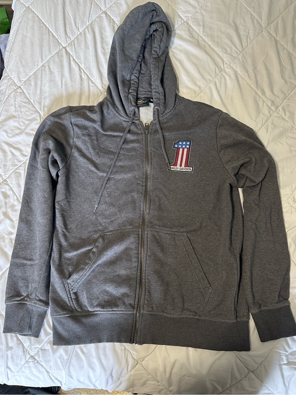 Harley-Davidson Gray #1 racing zip up hoodie